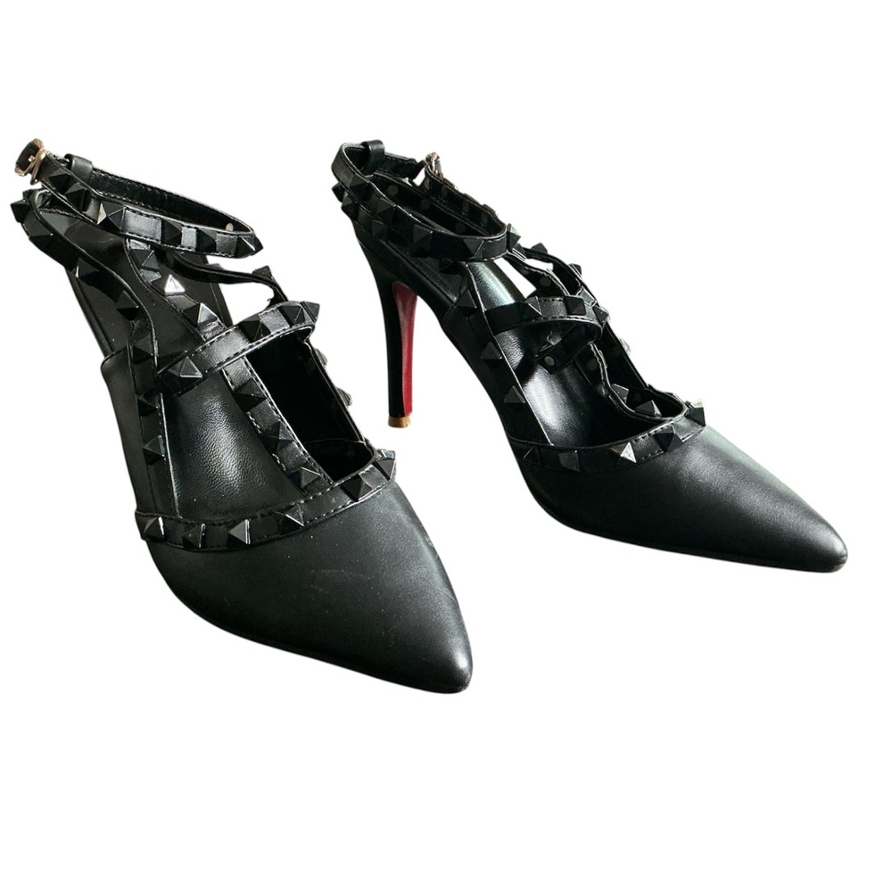 SHEIN Black Strappy Studded Heels size 38